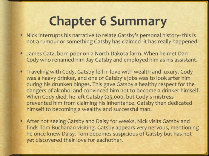 Great gatsby chapter 6 questions